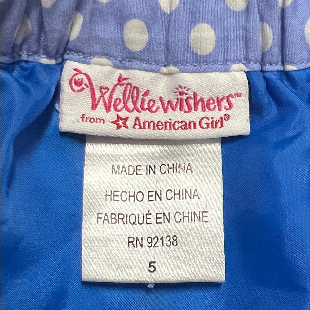 American Girl Blue Polka Dot Skirt with Floral Trim - Picture 3 of 4